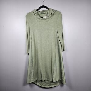 Saturday Sunday Anthropologie Sage Green Swing Dress Small 3/4 Sleeve Rayon